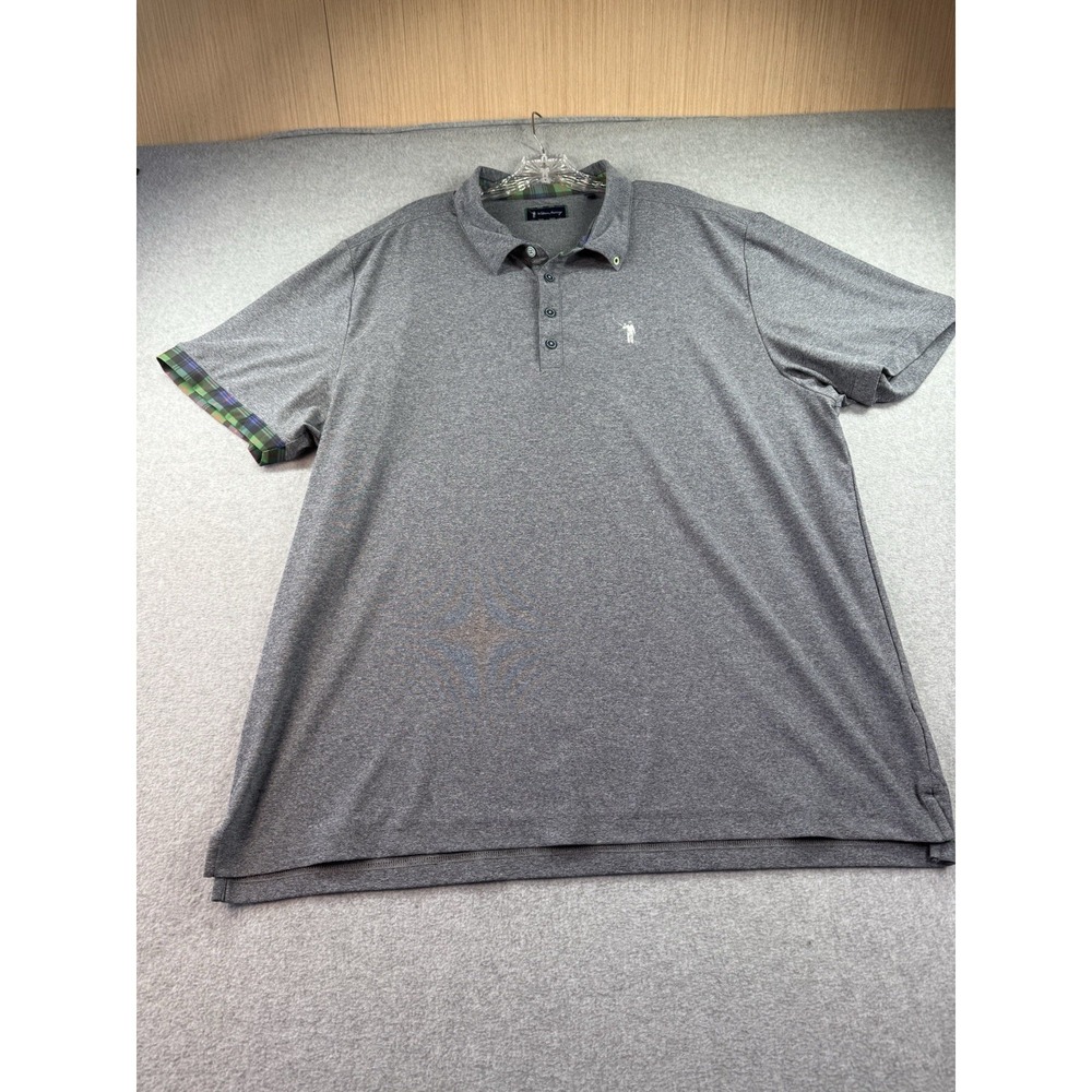 William Murray Shirt Men XXL Gray Polo Golf‎ Tartan Polyester Stretch Preppy